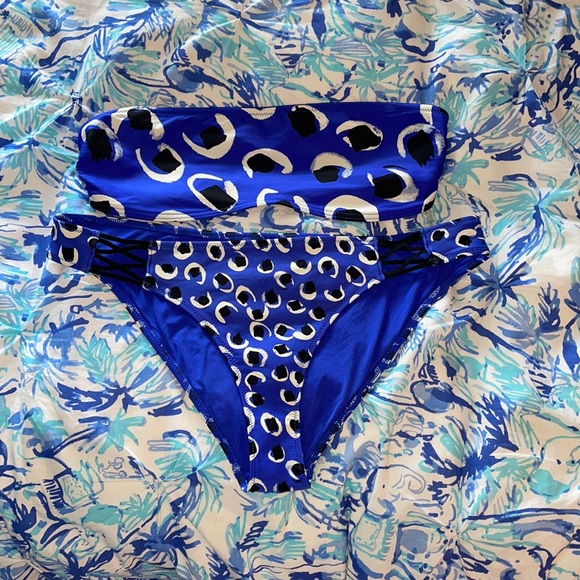 Topshop Other - Topshop Royal Blue and Black polka dot bikini